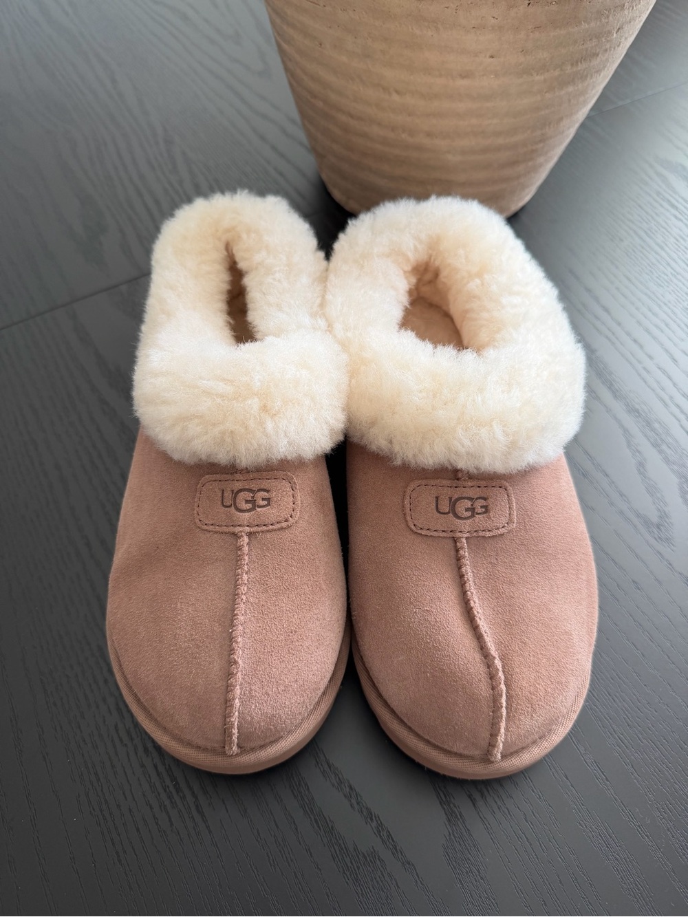UGG Tazzette Genuine Shearling Collar Slipper - Rocky Oak